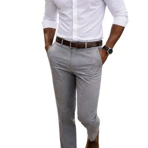 English Laundry Chino Pants Mens 30x30 Grey Flat Front Stretch Cotton Trousers